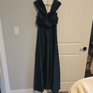 SHEIN Elegant Strapless Deep Green Dress